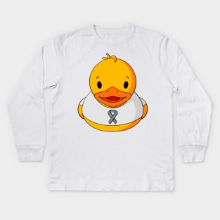 Brain Cancer Awareness Rubber Duck Kids Long Sleeve T-Shirt